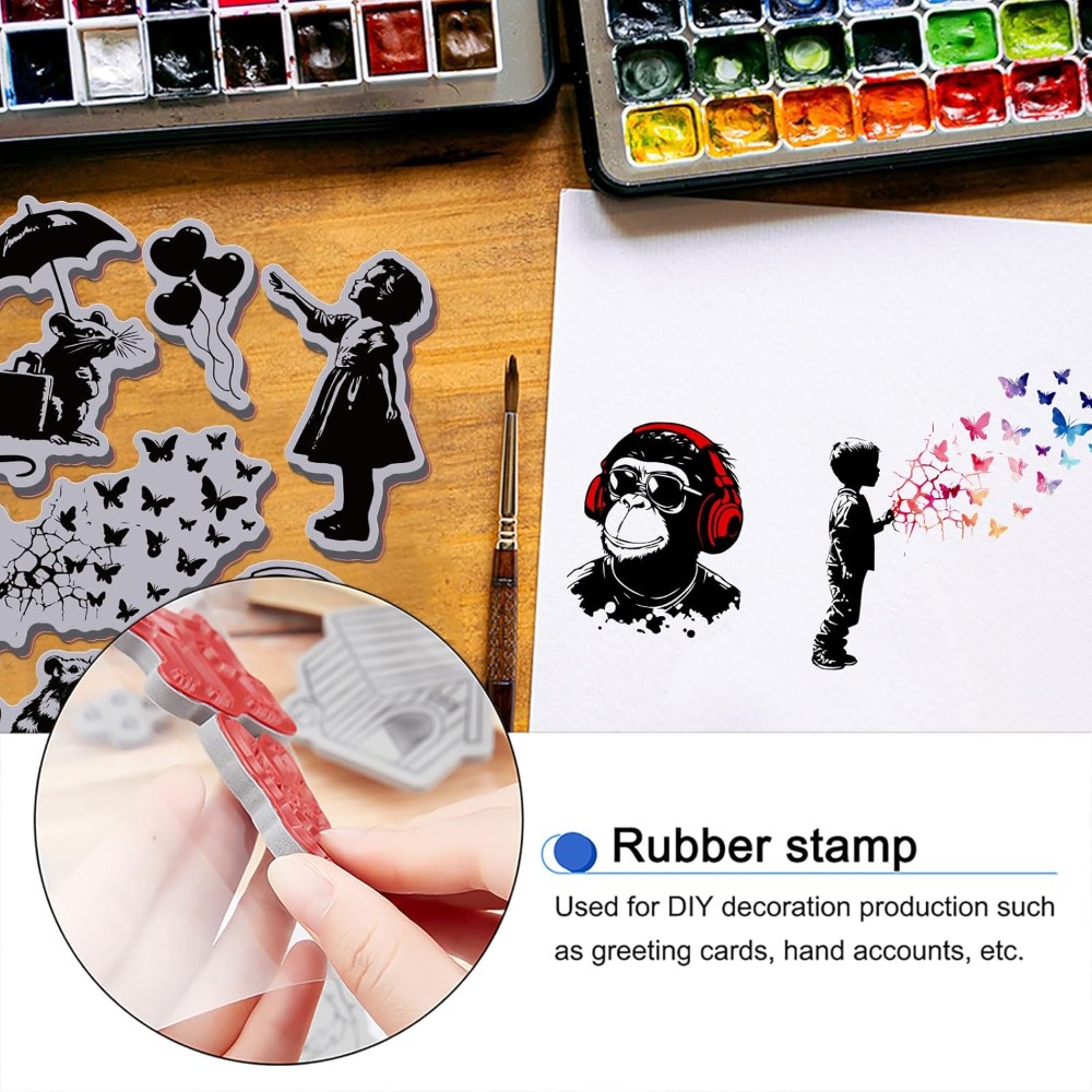 Grafitti Balloon Monkey Cling  - Butterfly Rubber Sheet ulasan dan harga