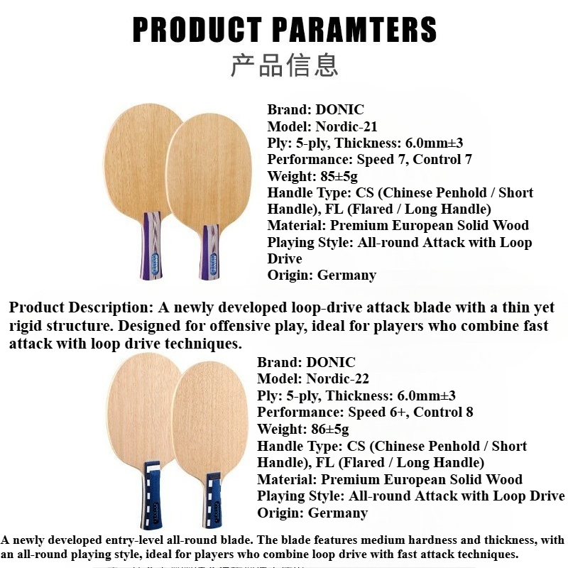 Donic Nordic 21 22 Table Tenni - Table Tennis Racket ulasan dan harga