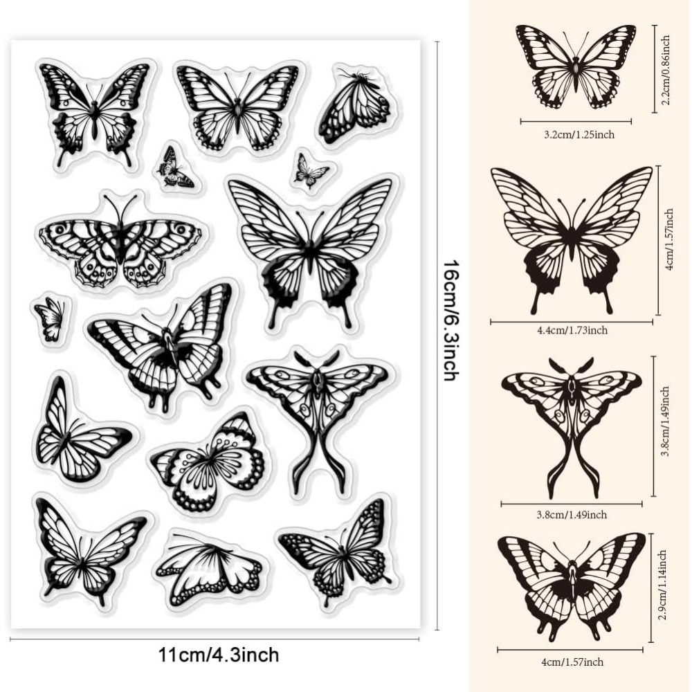 1 Sheet Clear Stamp for Card M - Butterfly Rubber Sheet ulasan dan harga