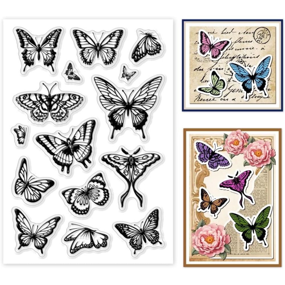 1 Sheet Clear Stamp for Card M - Butterfly Rubber Sheet ulasan dan harga